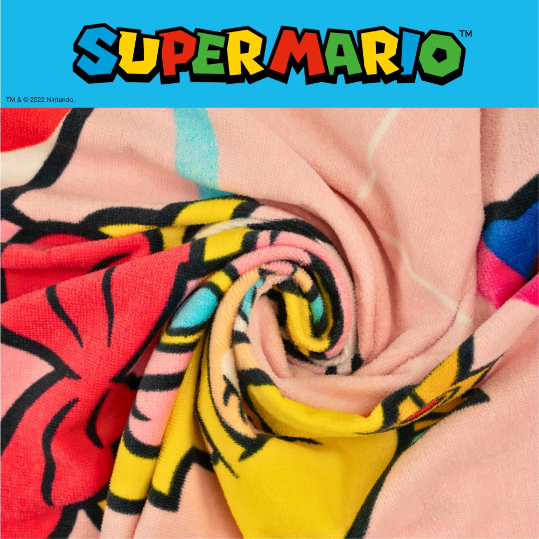 Franco Super Mario Girl Princess Peach Kids Super Soft Cotton Bath/Pool/Beach Towel, 58 In X 28 In, (Officially Licensed Product